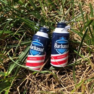 HANDMADE BARBASOL SHAVING CREAM EARRINGS